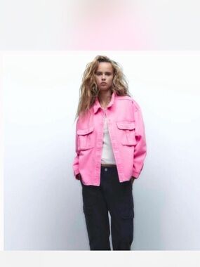 Zara Pink Oversized Denim Jacket